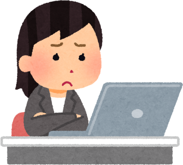 Illustration of a Troubled Female Office Worker at Computer